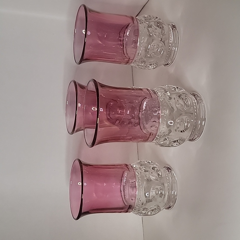 Set of 4 Tiffin Franciscan Kings Crown Cranberry Flashed Glass Tumblers